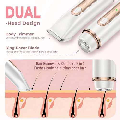 Voivey 2-in-1 Electric Bikini Trimmer & Facial Hair Remover, Waterproof