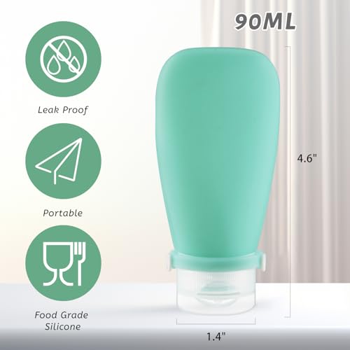 Damsier 8 Pack 3oz Silicone Travel Bottles Leak-Proof TSA Cosmetic Containers