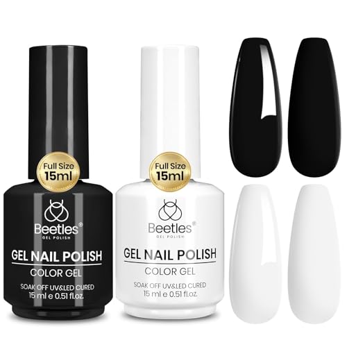 Beetles Q - Creme Black & White Gel Polish Set, 2 x 15ml