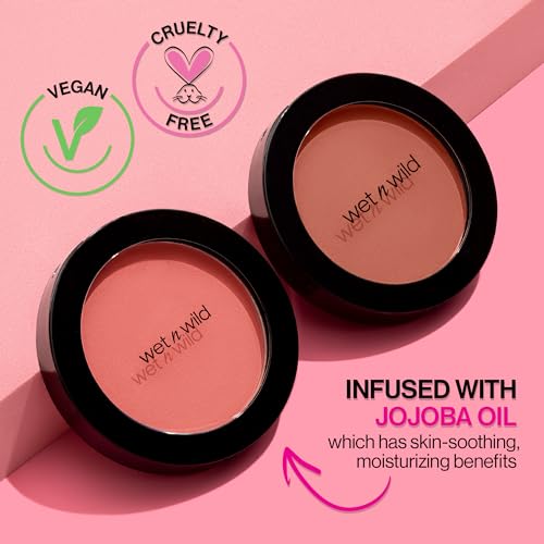 Wet n Wild Color Icon Blush 2-Pack Pearlescent Pink - Natural Matte Finish, Infused with Jojoba Oil