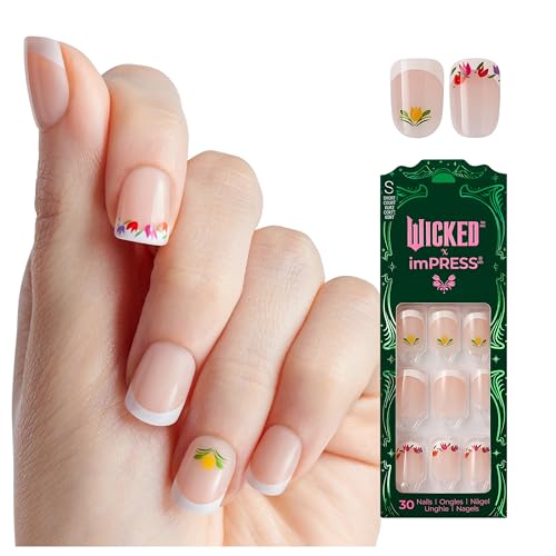 imPRESS Wicked Rainbow of Blooms Short Squoval Press On Nails - Up to 10 Day Hold, Includes 30 Fake Nails & Tools
