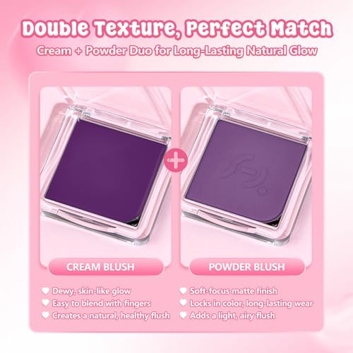 Fillwie Violet Veil Duo Cream & Powder Blush - Light Lavender & Cool Violet