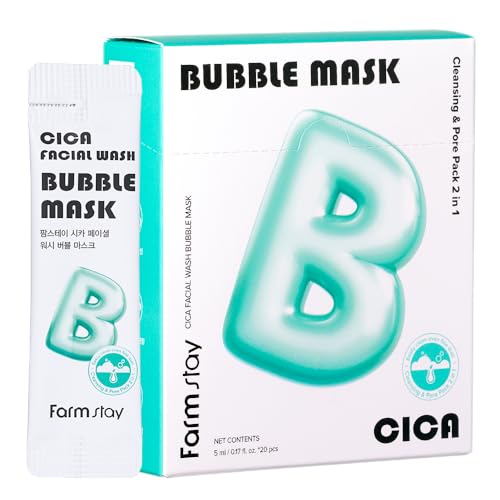 FARMSTAY Cica Bubble Facial Wash Mask - Pore Cleansing & Exfoliating, 20 Pcs