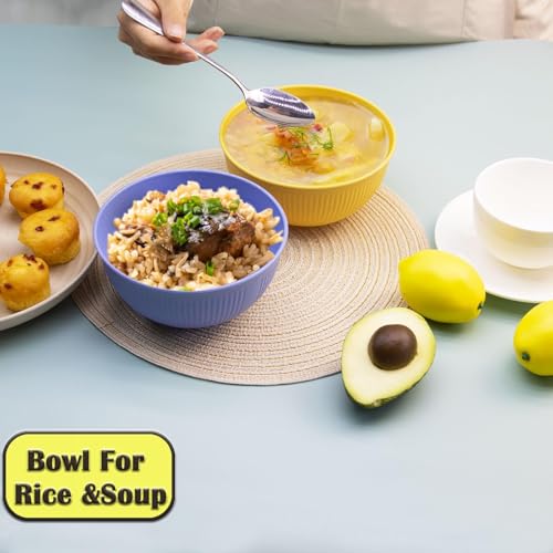 9-Piece Unbreakable Wheat Straw Bowl Set - Multi-Color Dinnerware