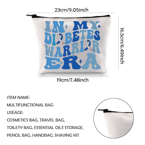 Diabetes Warrior Makeup Bag - Canvas Cosmetic Pouch Travel Organizer
