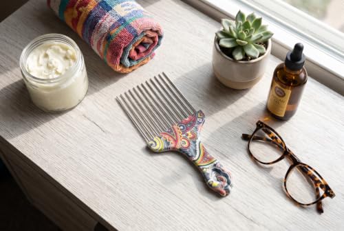 Stainless Steel Afro Detangling Hair Pick Comb for Curly & Thick Hair