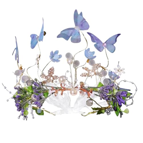 Pink Butterfly Flower Crown Headband for Women - 1 Count