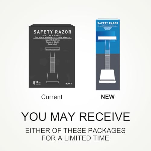 Matte Black Safety Razor with Stand for Men - Reusable Single Blade