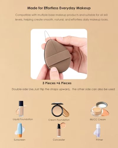 ACCOF 3Pcs Teardrop Double-Sided Makeup Sponges with Elastic Band
