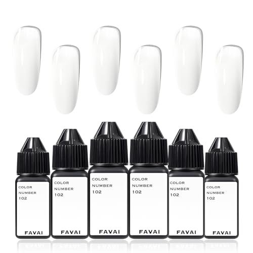 FAVAI 6-Pack White Airbrush Gel Nail Polish - HEMA Free French Ombre Set