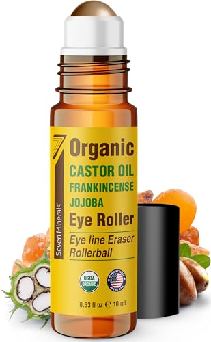 Seven Minerals Organic Castor Oil Eye Roller for Dark Circles & Wrinkles - 0.33 fl oz