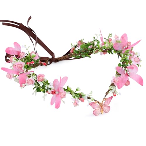 Handmade Fairy Butterfly Crown - Elven Flower Headpiece for Weddings
