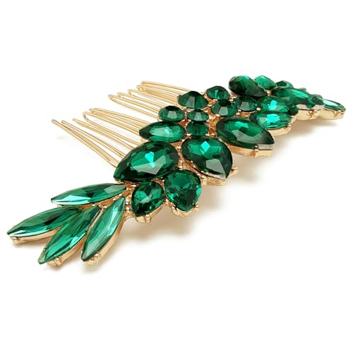 BETITETO Green Bridal Crystal Hair Comb for Wedding & Special Occasions