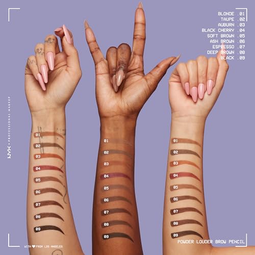 NYX Powder Louder Eyebrow Pencil - Soft Brown, Volumizing Vegan Brow Pen (2 Pack)
