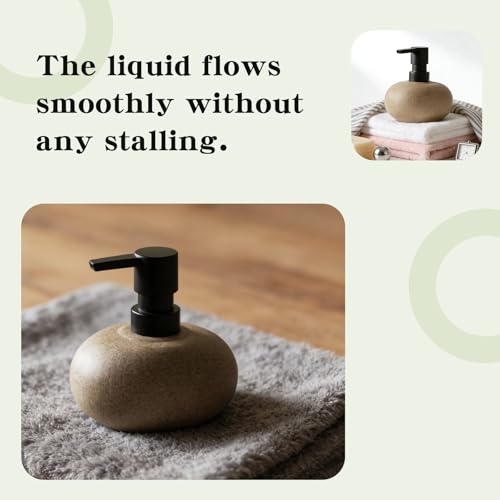 Vintage Brown Stone Ceramic Soap Dispenser for Bathroom & Kitchen - 300ml