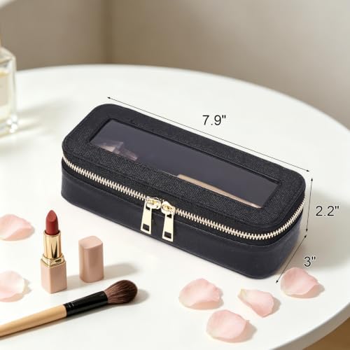 LOFOWN Slim Makeup Brush Case - Waterproof Clear Travel Cosmetic Bag