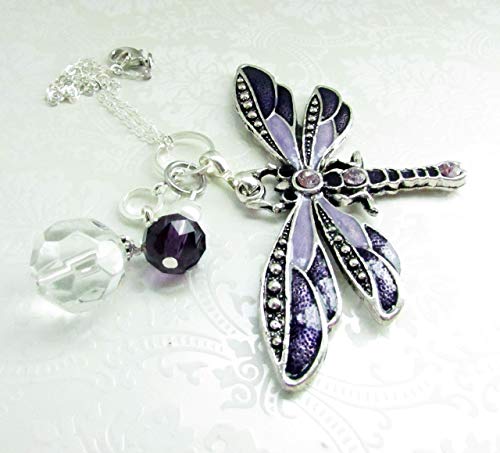 Dragonfly Crystal Sun Catcher Rear View Mirror Car Charm - Handmade Decor