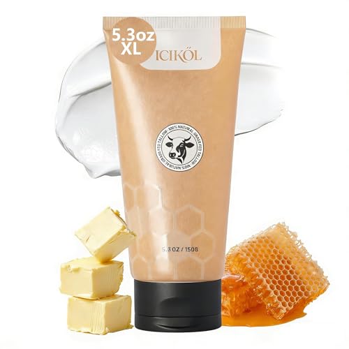 ICIKOL Grass-Fed Beef Tallow and Honey Balm for Face and Body - 5.3 Oz