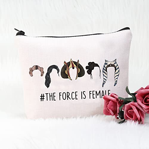 The Force Is Female Canvas Makeup Bag - Durable Travel Cosmetic Organizer