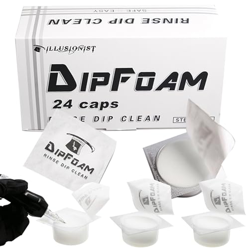 CINRA 24Pcs Eco-Friendly Tattoo Dip Foam Cleaning Caps