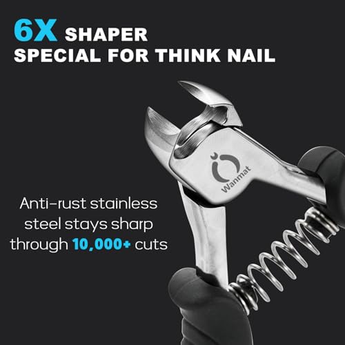 Wanmat Upgraded Toenail Clipper with Catcher | Heavy Duty Thick & Ingrown Nail Cutter for Men & Seniors