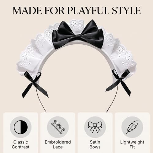 Black Lace Bow Headband for Women - Elegant Cosplay & Fashion Accessory