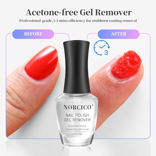 NORCICO Gel Nail Polish Remover - 0.5 Fl Oz, Acetone-Free, Fast-Acting