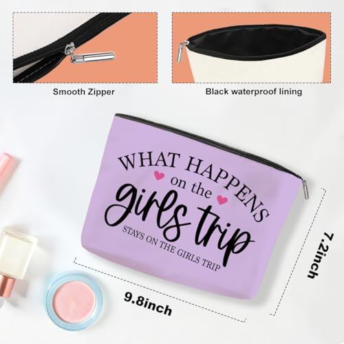 4PCS Girls Trip Cosmetic Bags - Waterproof Canvas - Travel Essentials