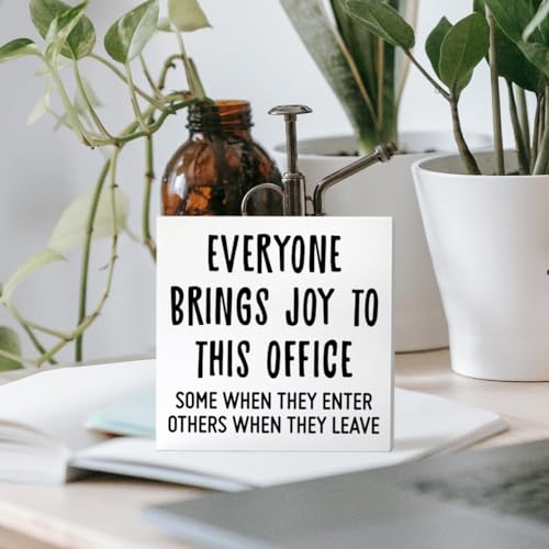 Funny Office Desk Decor Wooden Sign - 5x5 Inches Gift for Coworkers