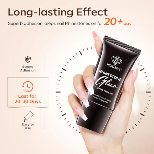 Modelones 4-in-1 Rhinestone Nail Glue - Super Strong UV Adhesive, 30g