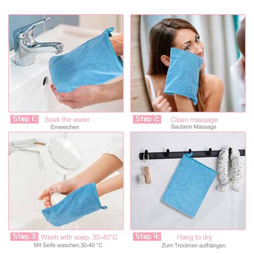 PHOGARY 10-Pack Microfiber Bath Mitts - Reusable European Style Washcloths, 6x8 Inches, Colorful & Soft for Sensitive Skin