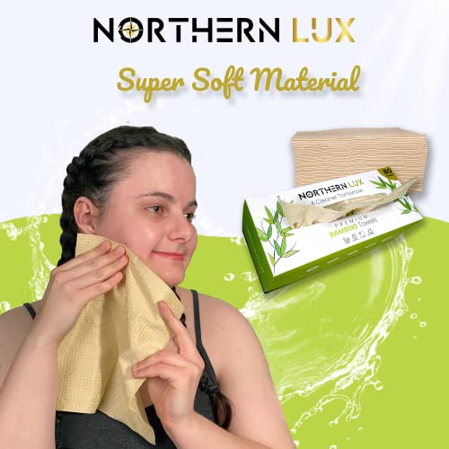 Northern Lux Disposable Bamboo Face Towels - 80 Biodegradable Dry Wipes