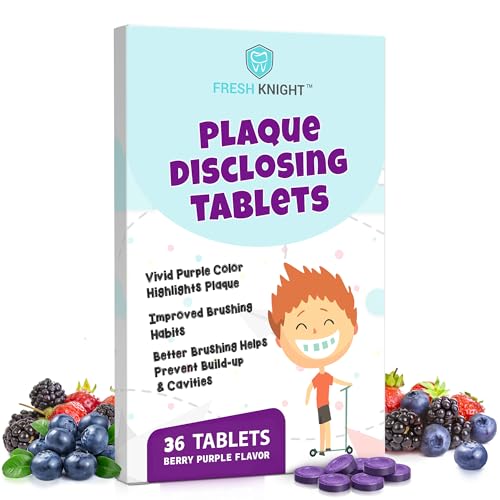 Fresh Knight Purple Plaque Disclosing Tablets 36 Count for Kids & Adults - Oral Care