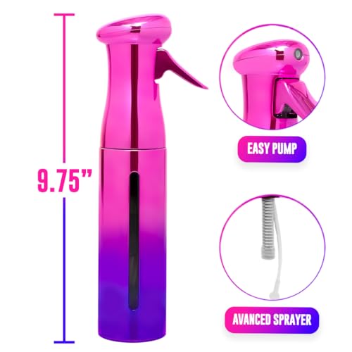 Colortrak 360-Degree Continuous Misting Spray Bottle, 250ml Hair Styling Tool
