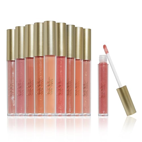 Nicole Miller Lip Gloss Collection Peach - 8 Fl Oz, Shimmery & Long Lasting Set with 10 Varied Colors