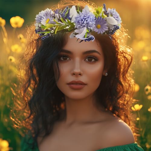 TooGet Purple Flower Crown Headband for Women Boho Wedding & Party Accessories