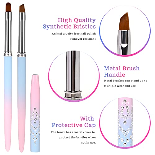 Nail Art Clean Up Brush Set - 2 Pcs Round & Angled Brushes