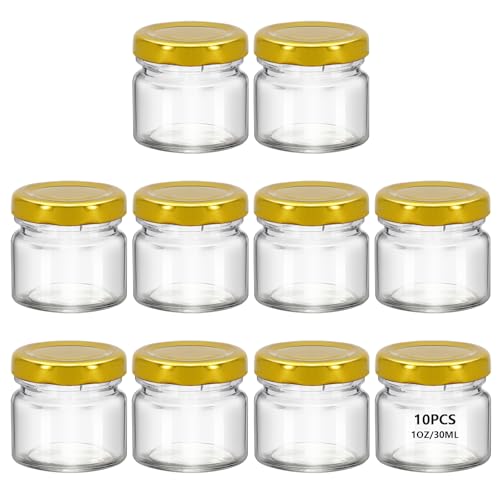 1oz Mini Glass Jars with Lids for Honey, Spices & Crafts