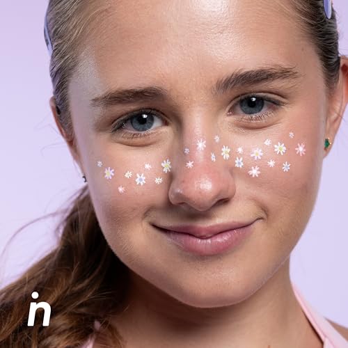 Nipskin Bloom Boss Matte Floral Face & Body Stickers – Waterproof Peel & Stick Tattoos, 4 Pieces