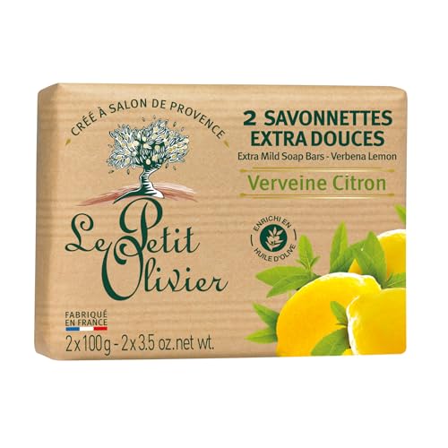 Le Petit Olivier Verbena Lemon Extra Mild Soap Bar, 2-Pack