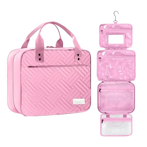 ESSENTE Women's Hanging Travel Toiletry Bag with Removable Pouch - Pink