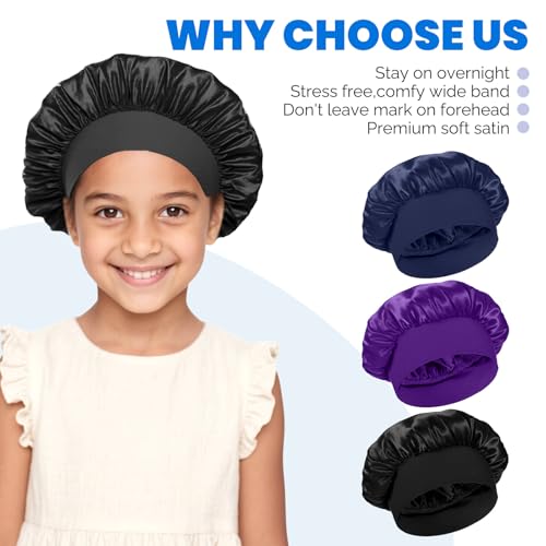 Kids Satin Silk Bonnet Set - Baby Girl & Boy Sleep Caps, 3 Colors