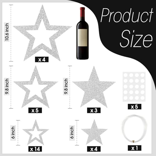 30 Pcs Silver Star Cutouts for Graduation & Party Decor