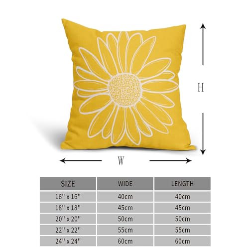 Spring Summer Daisy Flower Pillow Covers - Set of 2, 18x18 Inch