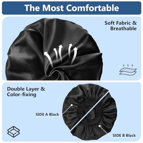 WINSTECK Adjustable Satin Bonnet for Men & Women - Double Layer Hair Protection