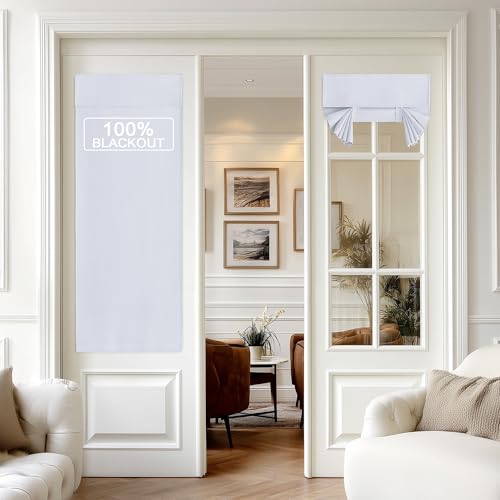 NICETOWN White Linen Blackout French Door Curtain - 30x69