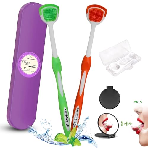 TGL Supplies Tongue Scraper Set - Soft Tongue Cleaner with Travel Case