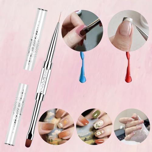 Gorofit Double-Headed Nail Art Brushes Set - 2 Piece Gel & Polygel Tools