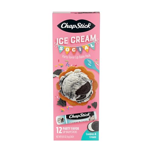 ChapStick Ice Cream Social Cookies & Cream Lip Balm, 12-Pack Party Favor