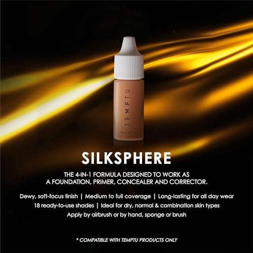 TEMPTU SilkSphere Airbrush Foundation 3.5N/W Buff - 4-in-1 Liquid Makeup, Medium to Full Coverage, Luminous Finish